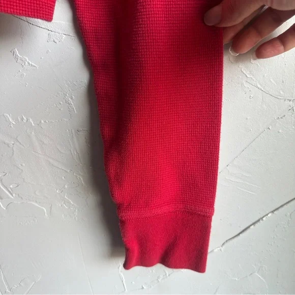 Polo Ralph Lauren Red Waffle Knit Crop Top Preppy Y2K Baby Tee Thermal Sz S - Picture 5 of 10